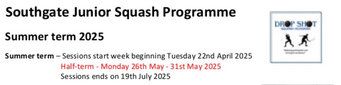 Junior Squash Programme Spring 2025