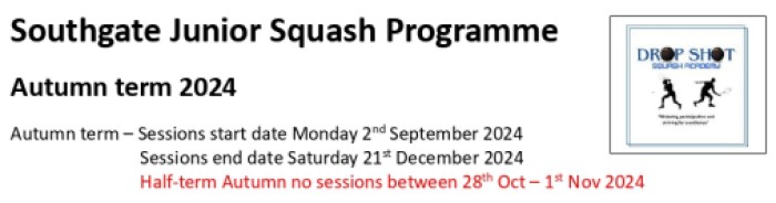 SSRC Junior Squash Programme Autumn Term 2024